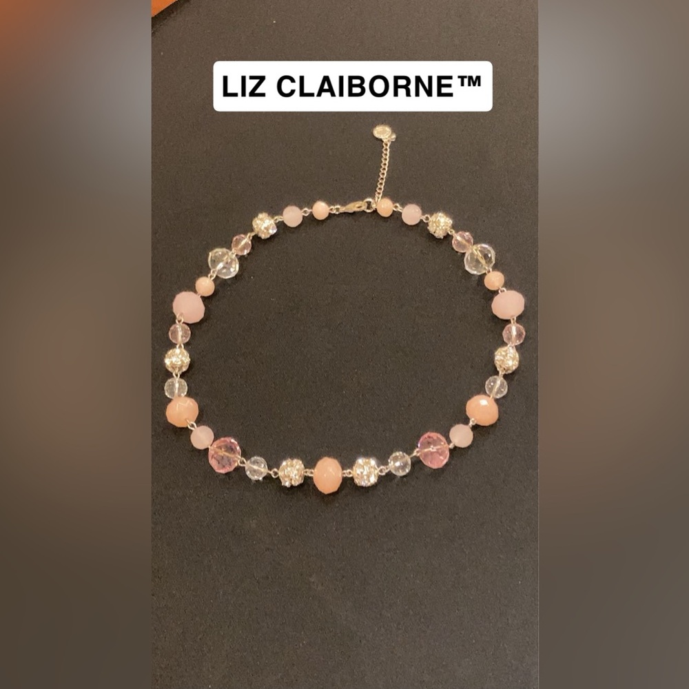 Pink and Silver Beaded Necklace with Delicate Chain - Picture 3 of 4